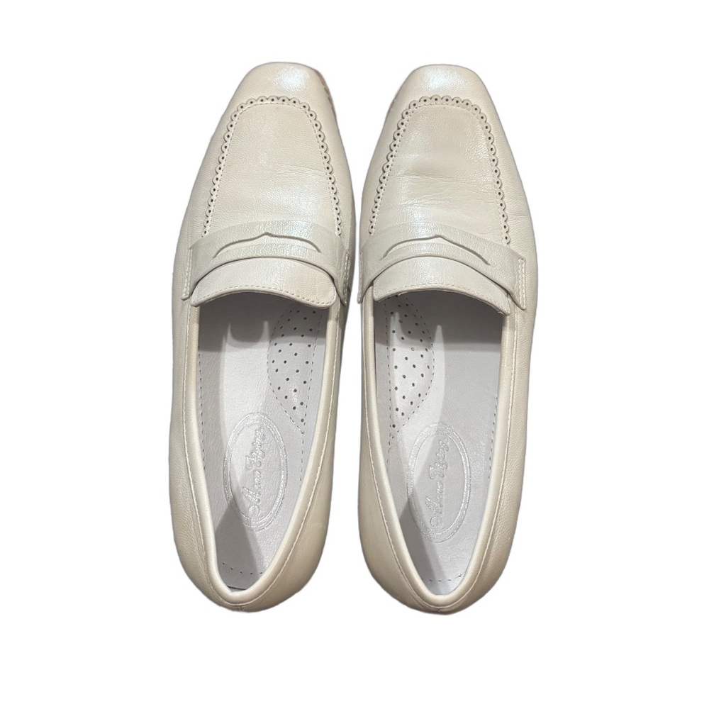 Mona Flying Ivory Leather Penny Loafers US 8 Italian Leather Quiet Luxury - Picture 5 of 9
